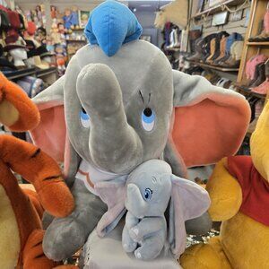 XL Vintage Tag Disneyland Dumbo with small Ty Beanie Plush